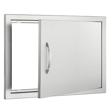 KFFKFF Barbecue Access Door, 24W x 17H Inch Solo Outdoor Cooking Door, Stainless Steel Recessed Mount Door, Wall Upright Door with Handle, for Barbecue Island, Grill Station, External Cabinet