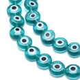 thumbnail image 3 of Handmade Lampwork Flat Round Bead Strands Dark Cyan 10x4mm Hole: 1mm about 38pcs/strand 14.96 inch, 3 of 3
