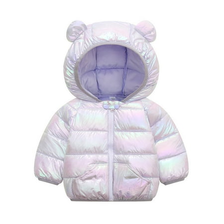

Fesfesfes Toddler Kids Jacket Baby Boys Girls Puffer Jacket Cute Solid Color Colorful Windproof Padded Jacket Hooded Bomber Coat Sale on Clearance