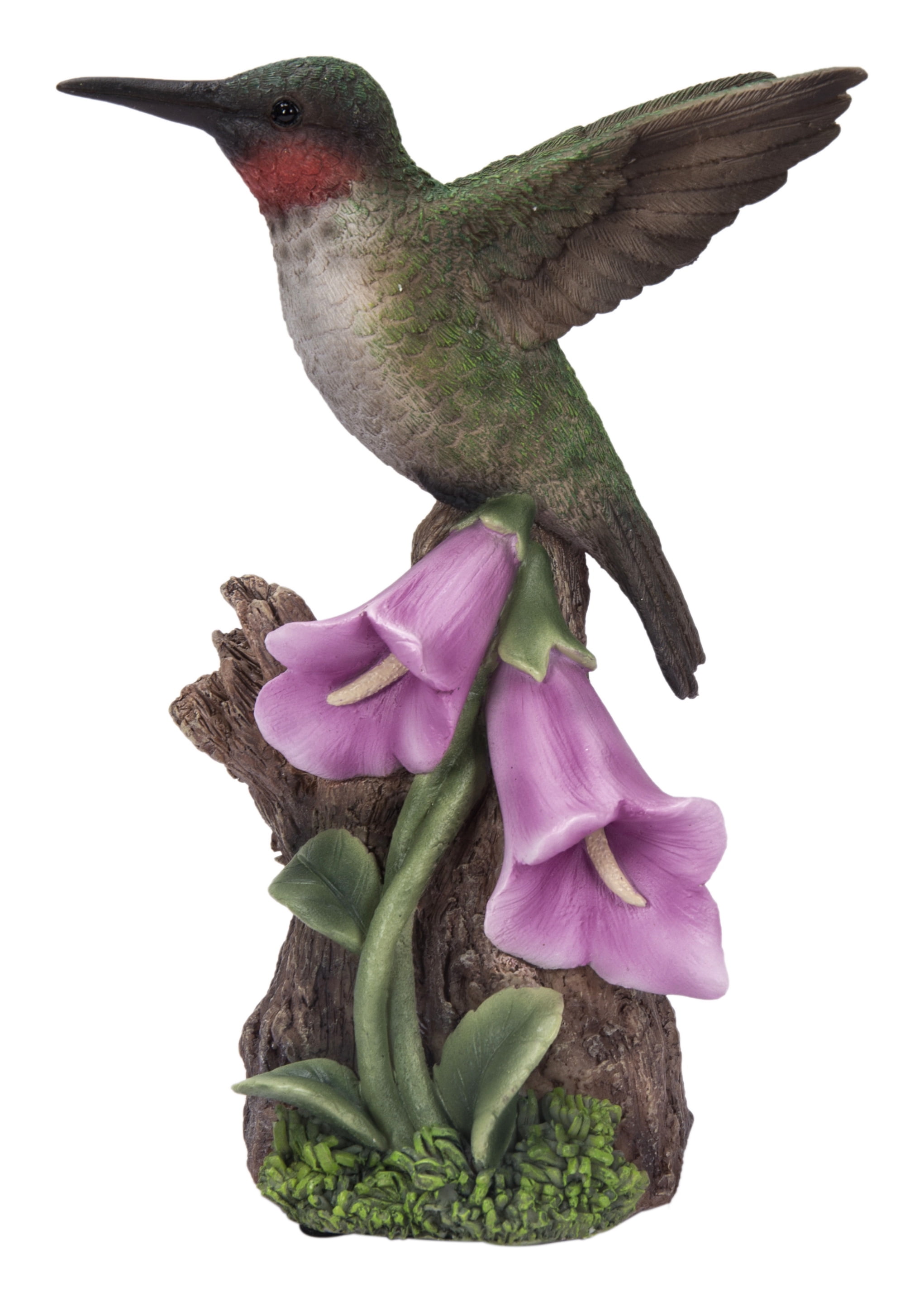Hi-Line Gift Motion-Activated Singing Hummingbird on Foxglove, Polyresin - Multicolour