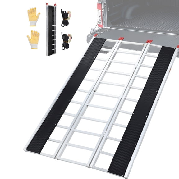 GARVEE Tri-Fold Loading Ramp, Non-Slip Aluminum 1500 lbs ATV Ramp,85 x 54 in, for Snowmobiles,ATVs,Tractors,Lawn Mowers,Carts,Motorcycle
