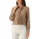 thumbnail image 4 of INSPIRAR CHIC Blusas de Manga Larga para Mujeres Chifón Plisadas con Cuello de Lazo Camisa de Oficina Talla L Caqui, 4 of 6