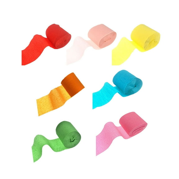 Crepe Paper Streamers for Decoration 7 Pieces Assorted Color Long Enough to Cut Any Length 4 5CM