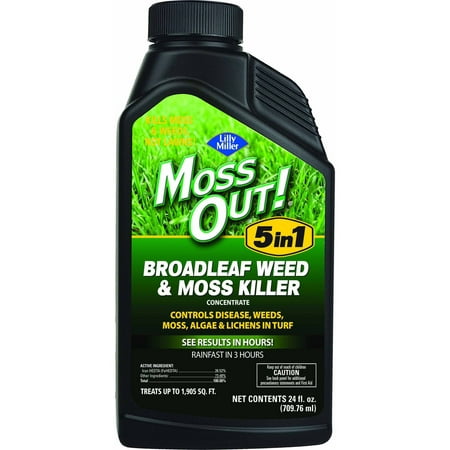 Lilly Miller Moss Out! Concentrate Liquid for Broadleaf Weed and Moss Moss Killer, 24 (Best Liquid Lawn Moss Killer)