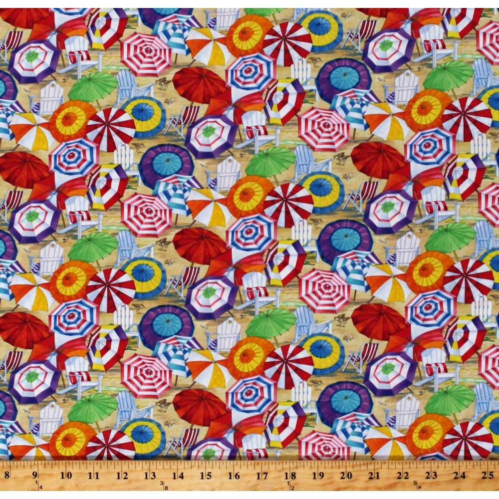 Cotton Beach Umbrellas Chairs Summer Vacation Sandpipers Sand Beach