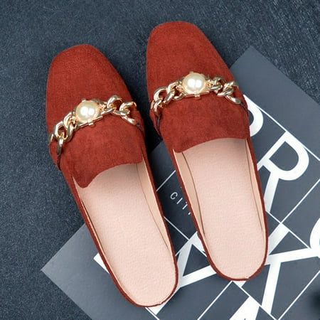 

Cathalem Women s Lazy Square Head Heel Less Cover Toe Flat Half Slippers Heels Size 8 RD2 7.5