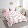 thumbnail image 3 of Manfei Pink Sakura 7pcs Bedding Comforter Set,Japanese Style Queen Bedding Sets Super Cozy,Chic Flower Queen Sheet Sets,Microfiber Cherry Blossom Room Decor,Reversible, 3 of 7