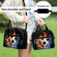 thumbnail image 5 of HUIACONG Practical Lunch Bag for Camping Office, Aluminum Film Material Front Pocket Insulated Lunch Tote, Soccer Ball Fire Water Collision, 5 of 10
