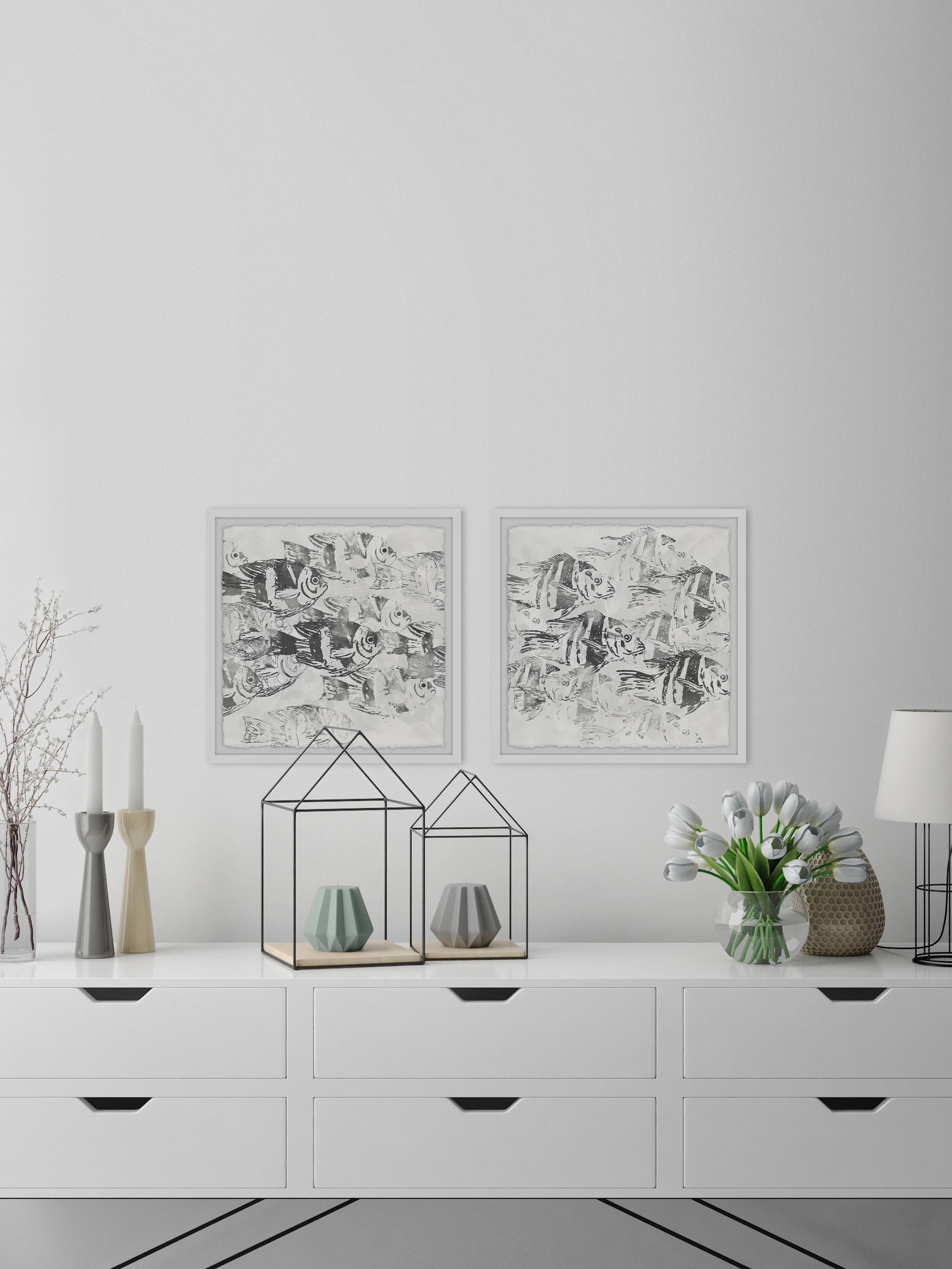 Marmont Hill Sea life Batik x iv Diptych, Art Prints 24.00" x 1.50"