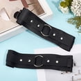thumbnail image 4 of 2Pcs Black Gothic Imitation Pu Leather Armband Bracelets Strap Mens Punk Rock Cuff Wrap Bangle Bracelet Adjustable Goth Wristband with Ring Bulk, 4 of 7