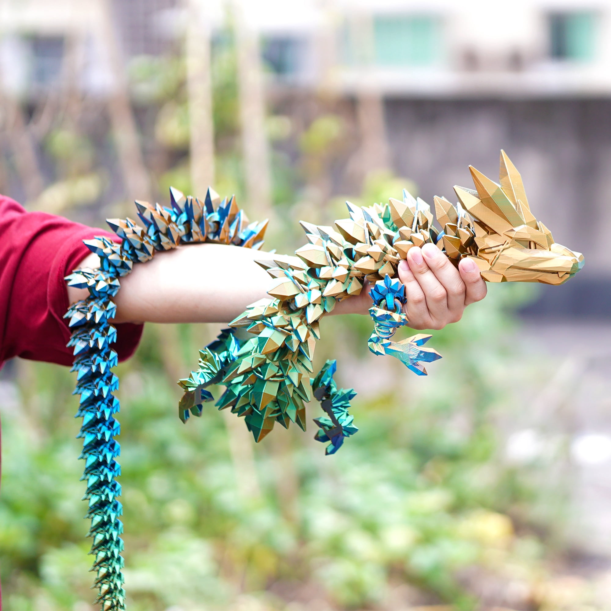 48.82inch 3D Printed Crystal Dragon,Flexible Joint Animal lacertid Figurines,Realistic Eyes, Home Office Decor,Fidget Toy for Adults Teens Boy Festival Gifts