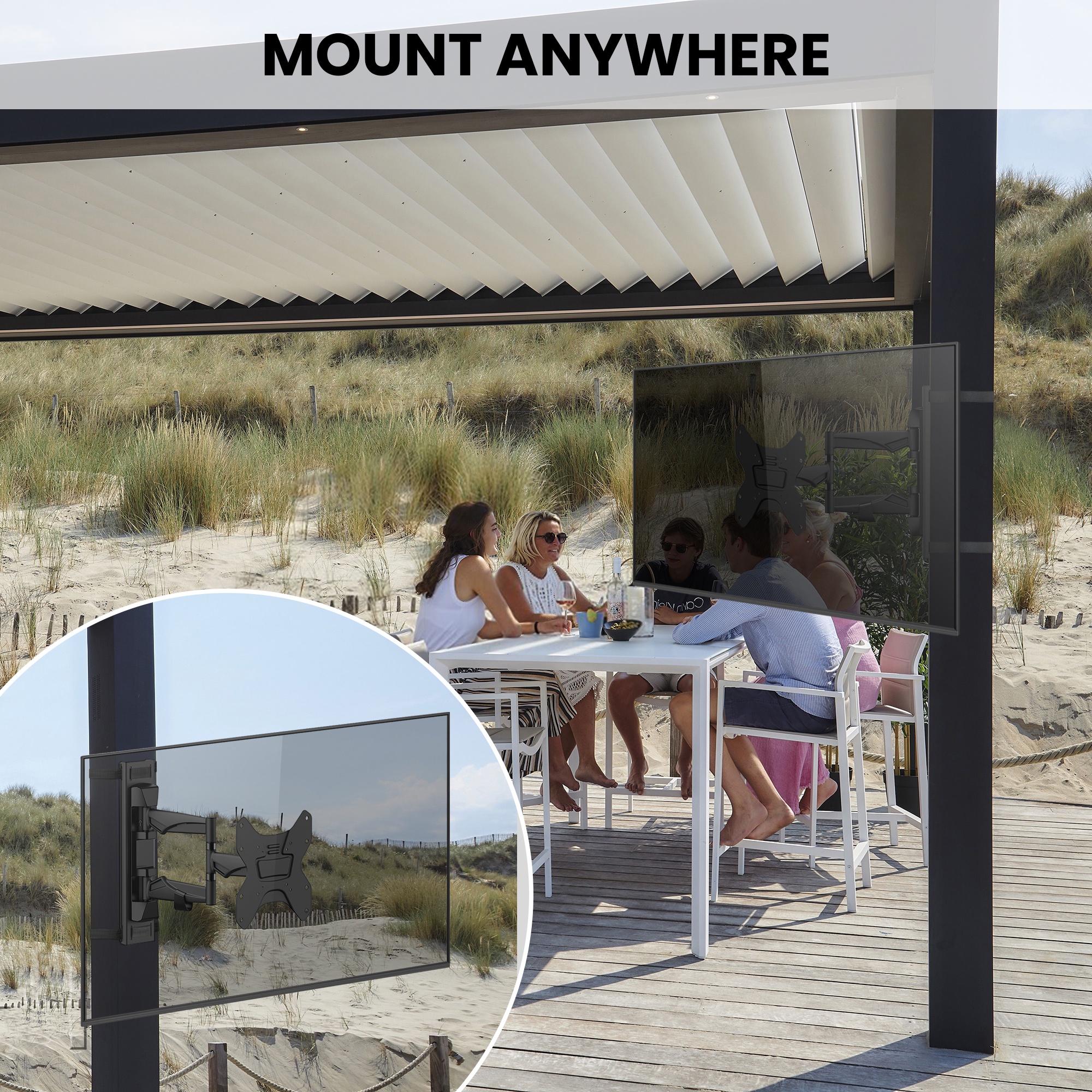 ZeboZap No Drill Gazebo TV Mount for up to 50" TV | 66lbs | Full Motion