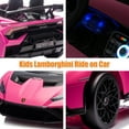 thumbnail image 6 of Lamborghini 24V Ride on Car for Big Kids, Lamborghini Huracan Battery Powered Ride on Toy with Remote Control, Electric Car for Kids Toddlers 3-6, 4 Wheelers Car w/ Bluetooth & Light, 360° Spin, Pink, 6 of 10