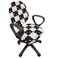 thumbnail image 1 of Colorful Office Chair Slipcover, Black and White Checkered Pattern with Lively Colored Dots Modern Geometric Tile, Protective Stretch Decorative Fabric Cover, Standard Size, Multicolor, by Ambesonne, 1 of 5