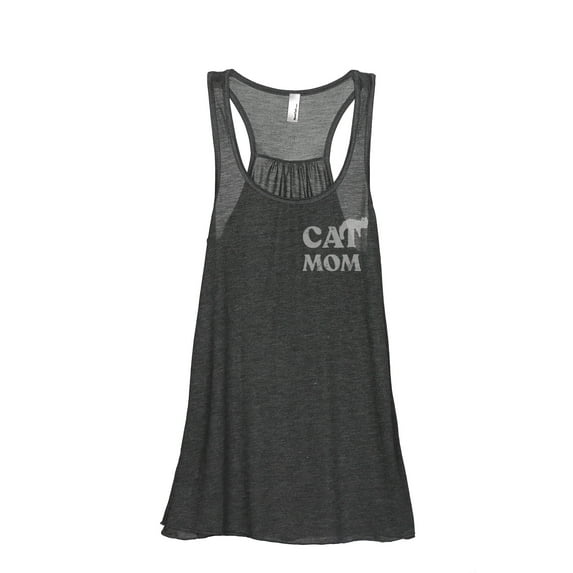 Cat Mom Women's Fashion Sleeveless Flowy Racerback Tank Top Charcoal Grey Small