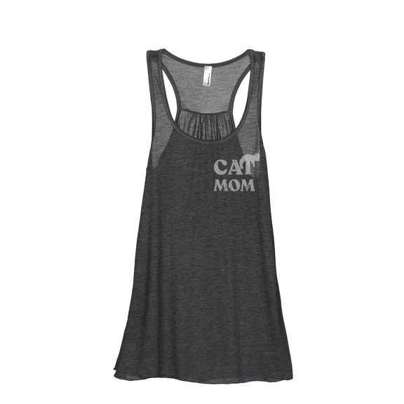 Cat Mom Women's Fashion Sleeveless Flowy Racerback Tank Top Charcoal Grey Small