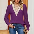 thumbnail image 1 of Birdeem Women's Solid Colored V-Neck Long Sleeve Textured Fallow Jacket Tops Blouse, 1 of 1