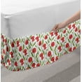 thumbnail image 2 of Floral Bed Skirt, Strips of Poppy Flowers Continuing Vertically, Elastic Bedskirt Dust Ruffle Wrap Around for Bedding Decor, 4 Sizes, Dark Coral Olive Green, by Ambesonne, 2 of 2