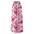 thumbnail image 4 of Women's High Waisted Wide Leg Pants Summer Casual Flowy with Pockets and Romantic Valentine's Day Print,Beach Trousers for Date Nights, Anniversary Celebrations and Couple Getaways,Light pink XL, 4 of 5