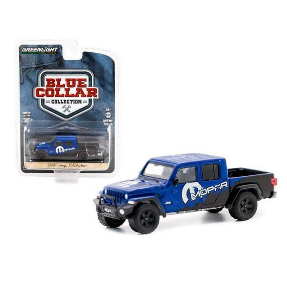 2021 Jeep Gladiator Pickup w/ Tonneau Cover, Blue- Greenlight 35220F - 1/64 scale Diecast Car