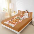 thumbnail image 4 of Homewish Kids Gingerbread Man Twin Sheet Sets, Kawaii Xmas Cartoon Twin Fitted Sheet, Merry Christmas Flat Sheet, Breathable Home Decor, 3pcs, 4 of 7
