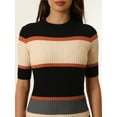 thumbnail image 4 of Unique Bargains Women's Striped Short Sleeve A-Line Midi Dresses S Orange, 4 of 5
