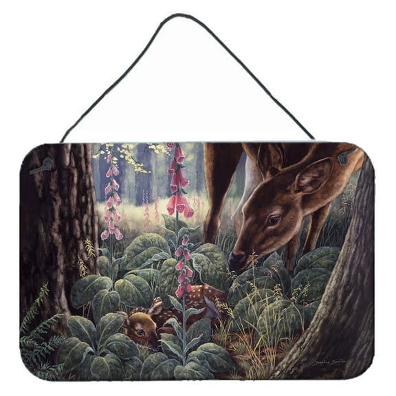 Carolines Treasures BDBA0259DS812 Doe and Fawn Deer Wall or Door Hanging Prints 8x12 multicolor