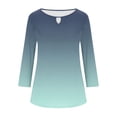 thumbnail image 6 of Women Tops under $5! Cagogo 3/4 Length Sleeve Shirts for Womens Keyhole Crewneck Gradient Color Fashion Cute Basic Blouse Dressy Summer Trendy Plus Size Tunics Clothing, 6 of 6