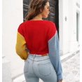 thumbnail image 3 of Chaqueta de punto de otoño e invierno para mujer, cárdigan de punto con bloques de Color y doble botonadura, suéter corto recortado de manga larga, novedad de 2022, 3 of 4
