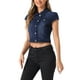 thumbnail image 4 of CHAQUETA DE JEAN CORTA CON BOTONES Y MANGAS CORTAS PARA MUJER INSPIRADA EN CHIC AZUL PROFUNDO XS, 4 of 6