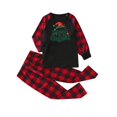 thumbnail image 3 of Odeerbi Christmas Pajamas for Family Holiday Plaid Long Sleeve Family Christmas Pajamas Matching Sets Toddler Casual Plaid Print Tops Pants Set Two-Piece Sleepwear Xmas PJs Set Black, 3 of 6