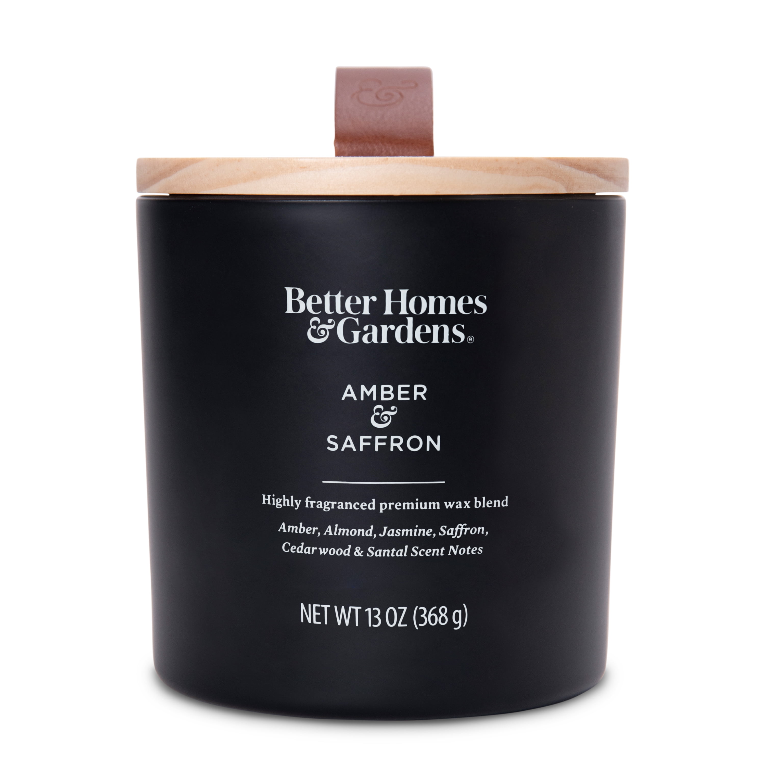 Better Homes & Gardens 13oz Amber & Saffron Scented Wooden Wick Jar Candle