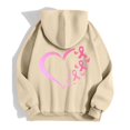 thumbnail image 6 of Zip Up Hoodie Women Oversized Y2k Pink Ribbon Printed Sweatshirt Casual Long Sleeve Fleece Jacket Lightweight Fall Hoodies with Pockets (Beige, L), 6 of 6