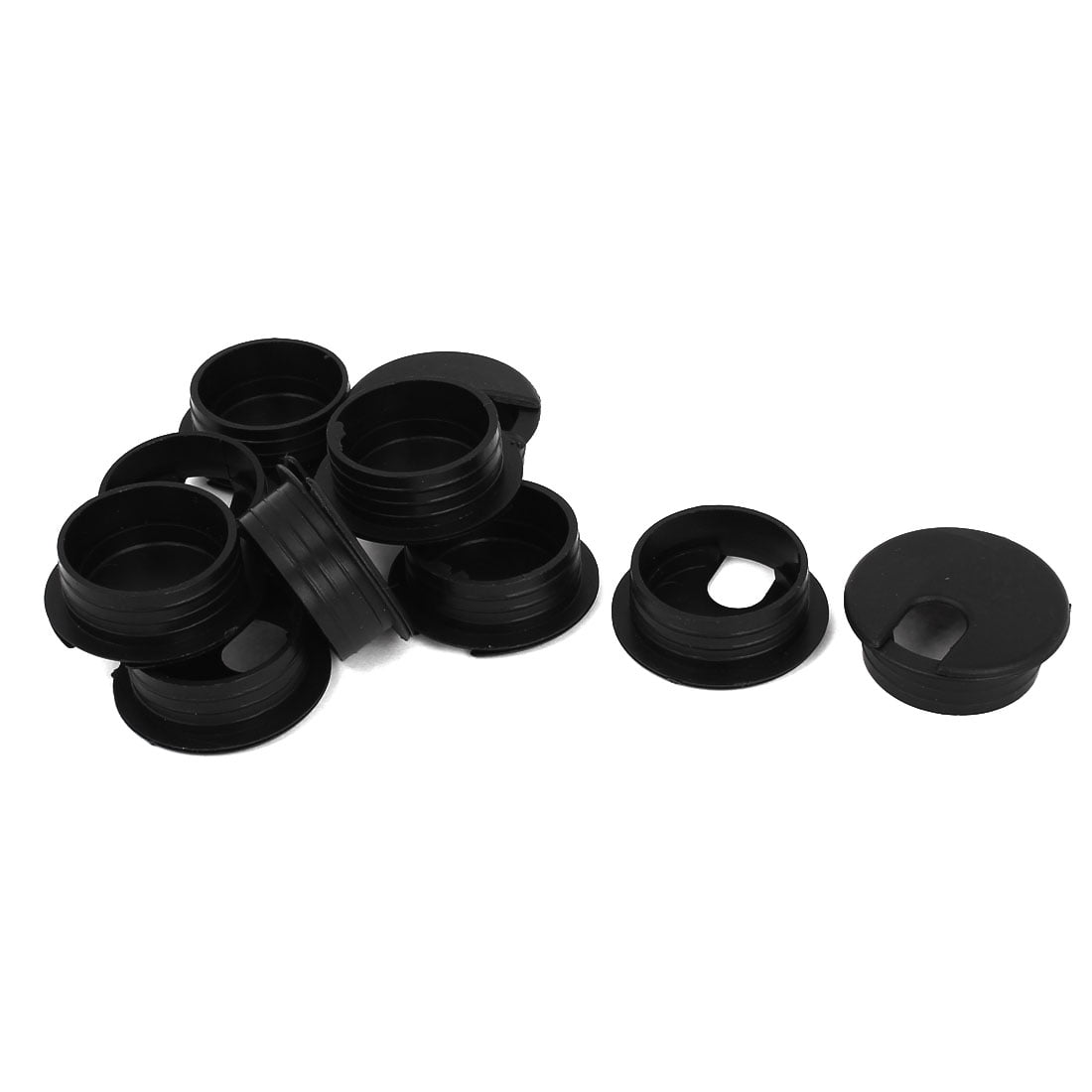 Office Home Plastic Computer Cable Cover Grommet Organizer Cap 32mm Black 10 Pcs
