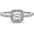 thumbnail image 2 of Pandora Square Sparkle Halo Ring - Stunning Sophisticated Ring - Sterling Silver Ring for Women - Layering or Stackable Ring - Sterling Silver with Clear Cubic Zirconia - Size 6, 2 of 8