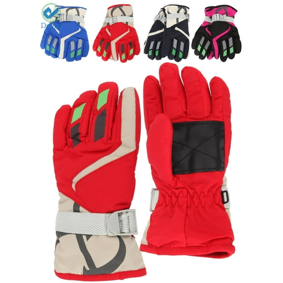 Deago Kids Winter Gloves - Snow & Ski Waterproof Thermal Insulated Gloves for Boys Girls Toddler Children & Youth for Cold Weather (Red)