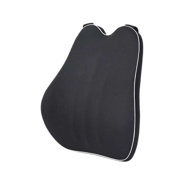 Almohada de soporte lumbar con correa ajustable, cojín de espuma viscoelástica para la espalda. Negro
