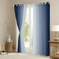 thumbnail image 3 of (2 Panels, 52 x 63 Inch Navy Blue and White Darkening Drapes Gradient Style Curtains for Bedroom for Kids Women Men Ombre Printed 30%-50% Blackout Curtains Geometric Window Treatments, 3 of 8
