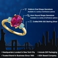 thumbnail image 2 of Gem Stone King 4.00 Ct Oval Red Created Ruby Blue Zircon 18K Yellow Gold Plated Silver Ring (Size 7), 2 of 6