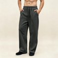 thumbnail image 2 of WJOSBXT Baggy Pants Mens Drawstring Solid Wide Leg Sweatpants 2026 Elastic Waist Workout Sweat Pants Multi Pocket Open Bottom Stretch Jogging Trousers 3XL, 2 of 6