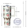 thumbnail image 2 of OBREWU Boston Terrier Dog and Flower Florals Tumbler with Handle and Lid,Boston Terrier Dog and Flower Florals 40oz Double Wall Vacuum Insulated Tumbler,Cups Gift for Women and Men, 2 of 7