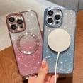 thumbnail image 6 of for iPhone 15 Pro Max Magnetic Gardient Glitter Case, Plating Bling Cute Case Compatible with MagSafe for Women Girls Full Camera Protector Back Cover for iPhone 15 Pro Max 6.7 Inch Pink, 6 of 14