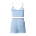 thumbnail image 3 of Douhoow 2Pcs Women Summer Pajamas, V-neck Sleeveless Camisole and Elastic Shorts, 3 of 9