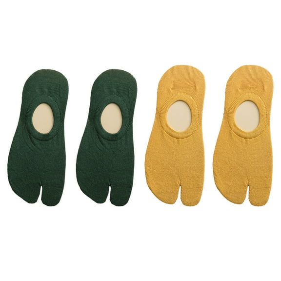 LABSERRON Cotton Twotoe Socks for Wearing Green Color Breathable Elastic and Durable Size 2 Pairs