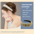 thumbnail image 5 of Qarigey Diademas con cuentas de cristal con purpurina, tocado de punto Flexible para el cabello, tocado para mujer, fiesta, colorido brillante Accesorio para el cabello Oro negro Qarigey AP010971-27B, 5 of 5