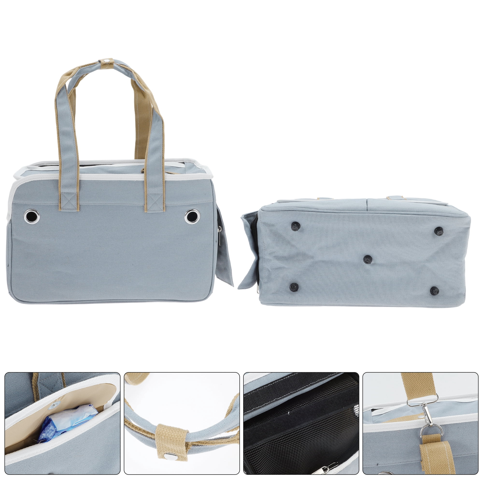 Unique Bargains Foldable Pet Carrier Bag with Removable Mat Blue