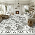thumbnail image 4 of MJIAexp 9'x12' Moroccan Area Rug Washable Bedroom Rug Vintage Boho Area Rug Non-Slip Accent Throw Rug Stain Resistant Floor Carpet for Kitchen Entryway Living Room Office Boho Gray, 4 of 8