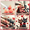 thumbnail image 4 of Feline Theme Love Banner Red Bow Ties Valentine Display Heart Pattern Cherry Blossom Design Backdrop for Valentine's Day Romantic Party Wedding Decoration, 4 of 9