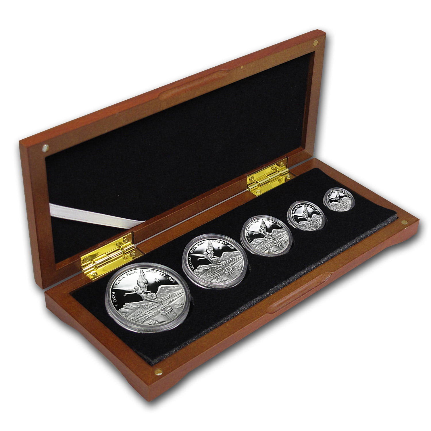 2013 Mexico 5-Coin Silver Libertad Proof Set (1.9 oz, Wood