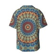 thumbnail image 5 of Uemuo Round Mandala Pattern Cotton Linen Short Sleeve Shirts,Casual Lightweight Button Down Shirts,Vacation Beach Summer Tops-Small, 5 of 7